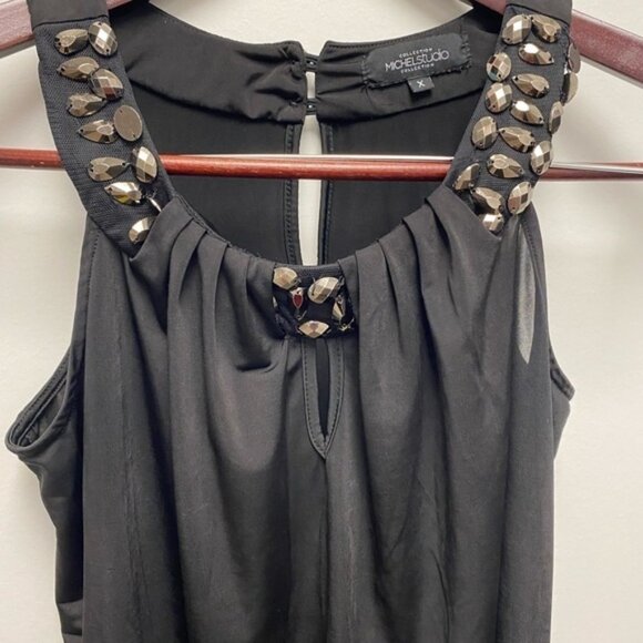 Michel Studio Black Top with Silver Bling Size X - Picture 4 of 7